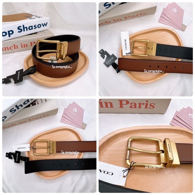 美國代購🇺🇸台灣現貨 Coach 新款 字樣針釦皮帶 男款皮帶 寬版皮帶-細節圖8
