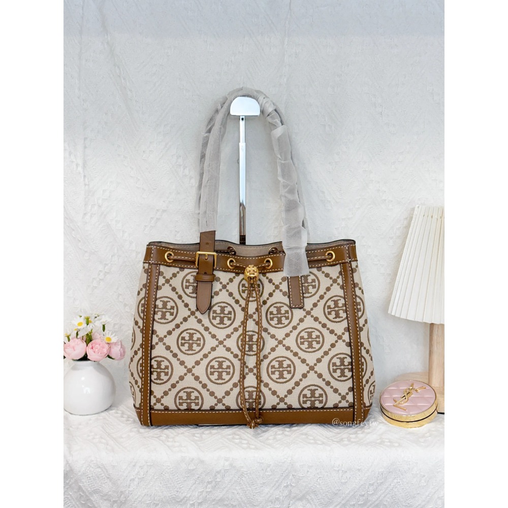 美國代購🇺🇸台灣現貨 Tory Burch｜TB 專櫃款 T Monogram 系列 抽繩托特包 - 小款-規格圖8
