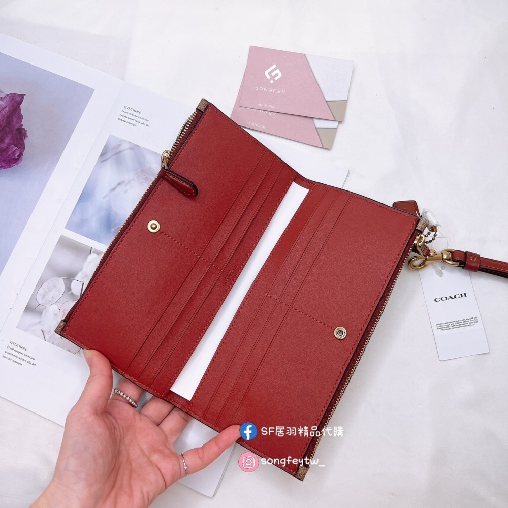 美國代購🇺🇸台灣現貨 Coach 專櫃款 兩折薄長夾 手掛薄長夾-細節圖2
