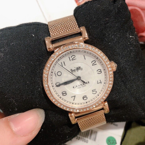 美國代購🇺🇸台灣現貨 Coach 1403398 玫瑰金色鋼錶帶 女錶 手錶 腕錶 晶鑽錶