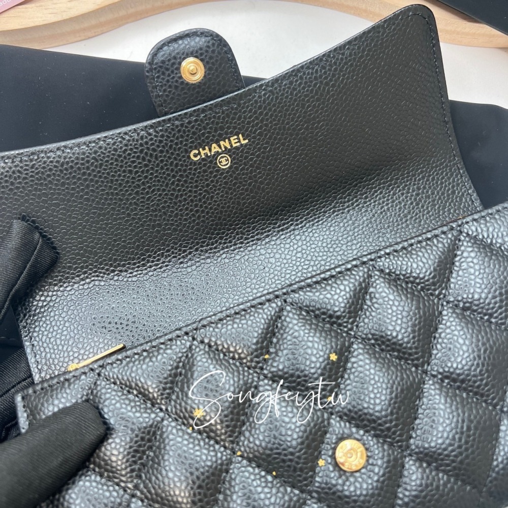 歐美代購 台灣現貨 CHANEL 香奈兒 小香風 經典雙C 荔枝紋 信封長夾-細節圖5