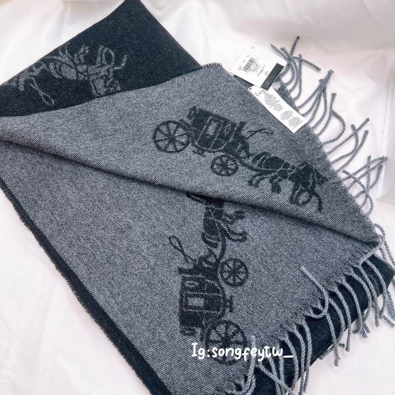 美國代購🇺🇸台灣現貨 coach 滿版馬車圍巾 披肩-細節圖4