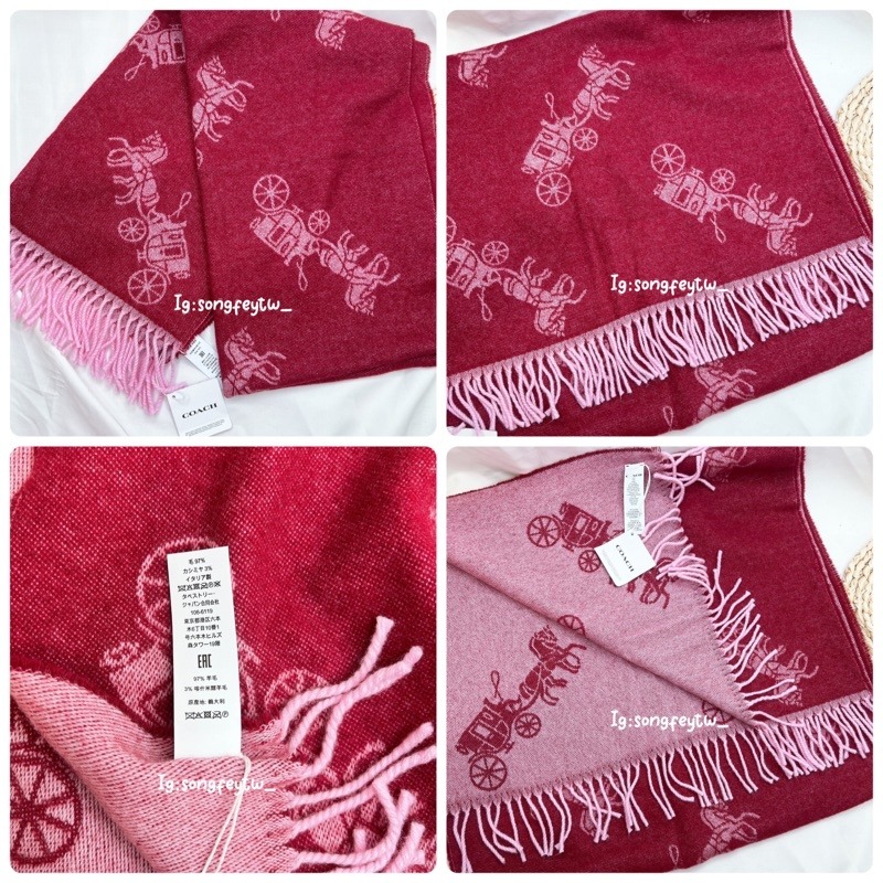 美國代購🇺🇸台灣現貨 coach 滿版馬車圍巾 披肩-細節圖7