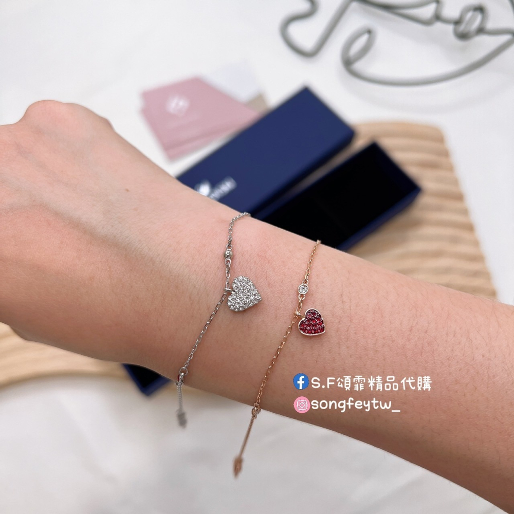 美國代購  台灣現貨 施華洛世奇 1+1愛心手鍊 情人節七夕禮物-細節圖4