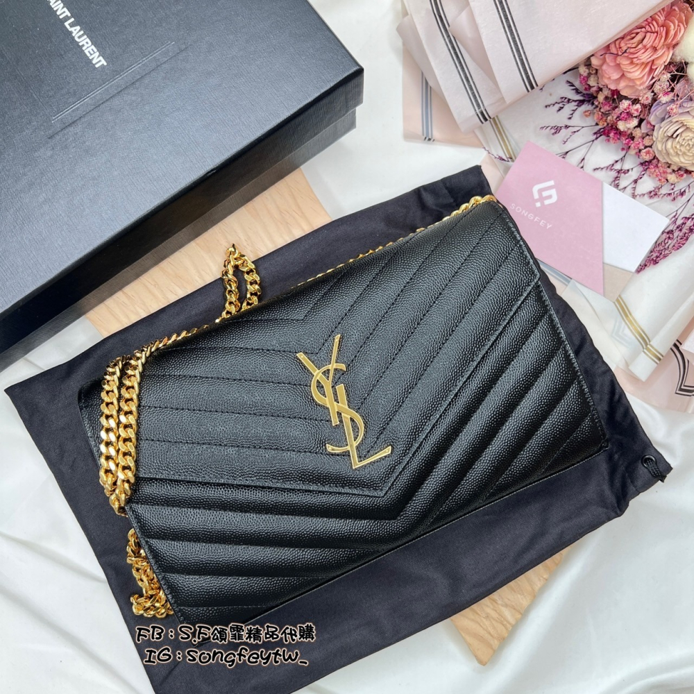 歐美代購 台灣現貨 YSL Saint Laurent 魚子醬 WOC 22cm 斜背包 晚宴包-細節圖2