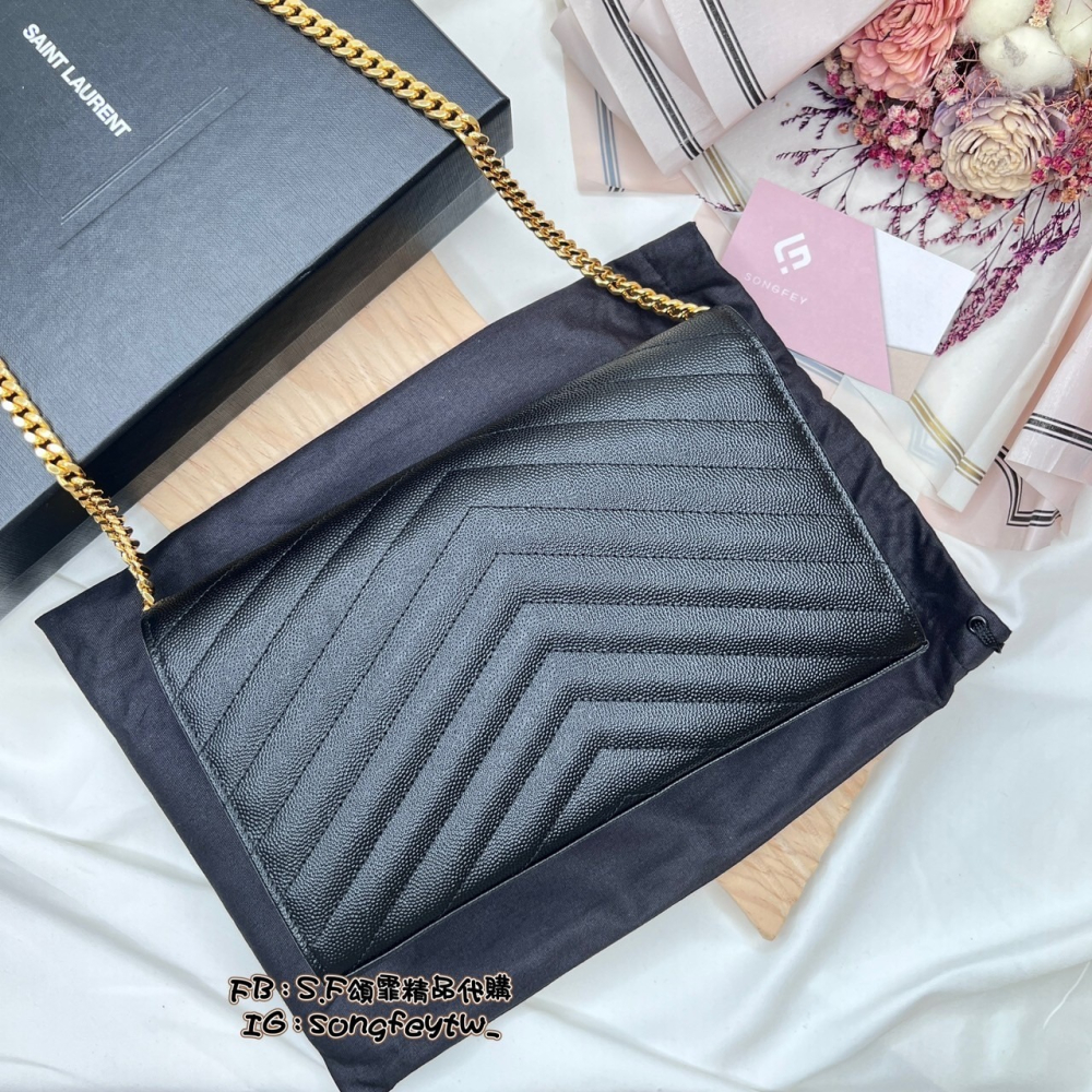 歐美代購 台灣現貨 YSL Saint Laurent 魚子醬 WOC 22cm 斜背包 晚宴包-細節圖5