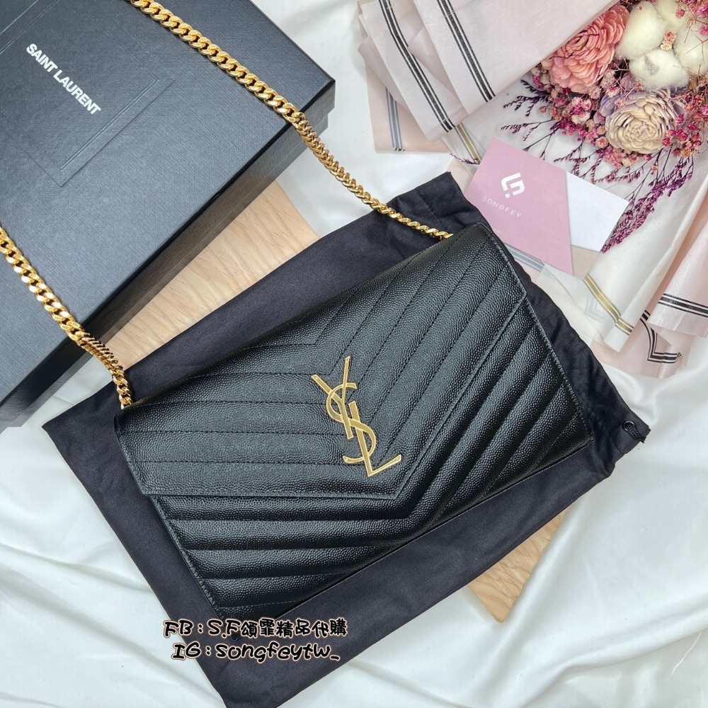 歐美代購 台灣現貨 YSL Saint Laurent 魚子醬 WOC 22cm 斜背包 晚宴包-規格圖6