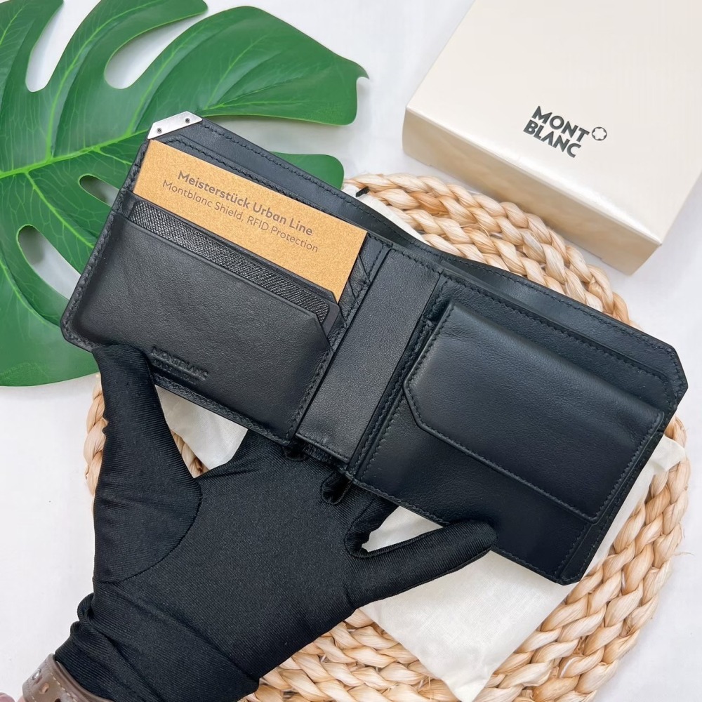 美國代購🇺🇸台灣現貨 萬寶龍 防盜6卡零錢袋男短夾 兩折短夾-細節圖2