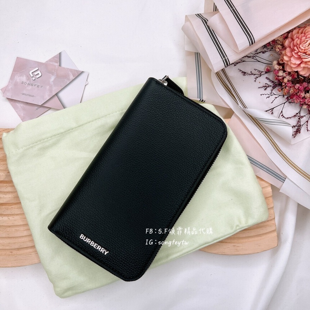 歐美代購 台灣現貨 Burberry 素面皮革 拉鍊長夾-細節圖6