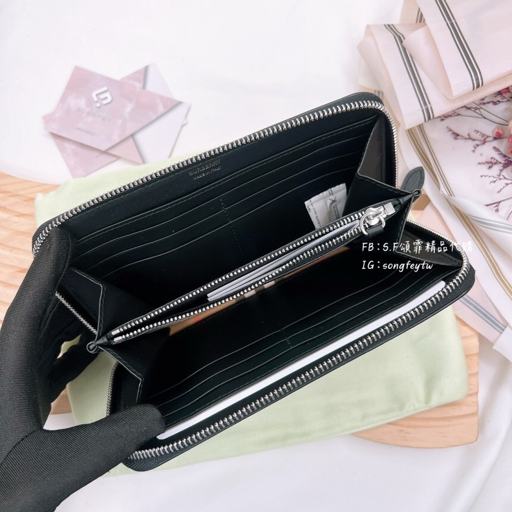 歐美代購 台灣現貨 Burberry 素面皮革 拉鍊長夾-細節圖7