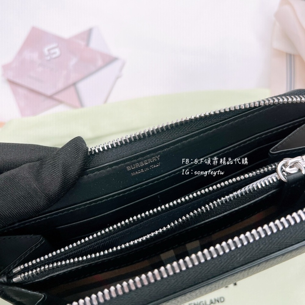 歐美代購 台灣現貨 Burberry 素面皮革 拉鍊長夾-細節圖8