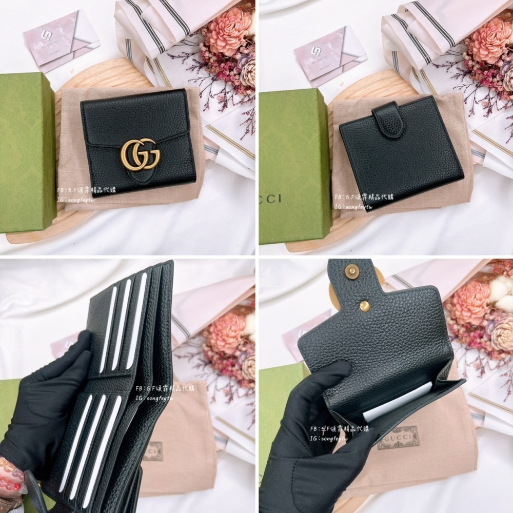 歐美代購🇺🇸台灣現貨 GUCCI 新款 金屬LOGO 信封 兩折短夾-細節圖9
