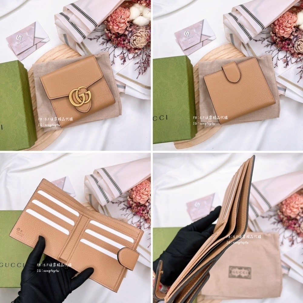 歐美代購🇺🇸台灣現貨 GUCCI 新款 金屬LOGO 信封 兩折短夾-細節圖11