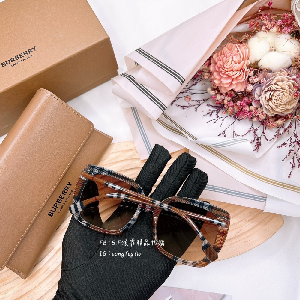 歐美代購🇺🇸台灣現貨  Burberry 格紋墨鏡 400513 4499g 格紋-細節圖3