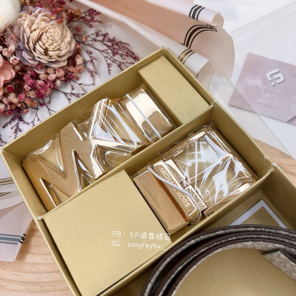 美國代購🇺🇸台灣現貨 MK 女款皮帶禮盒組 雙面皮帶 情人節-細節圖5