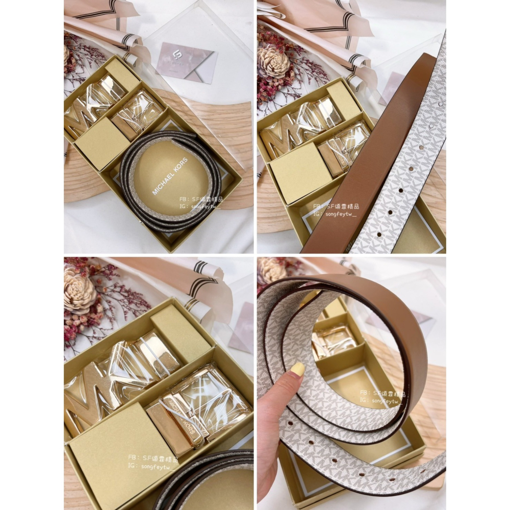 美國代購🇺🇸台灣現貨 MK 女款皮帶禮盒組 雙面皮帶 情人節-細節圖6