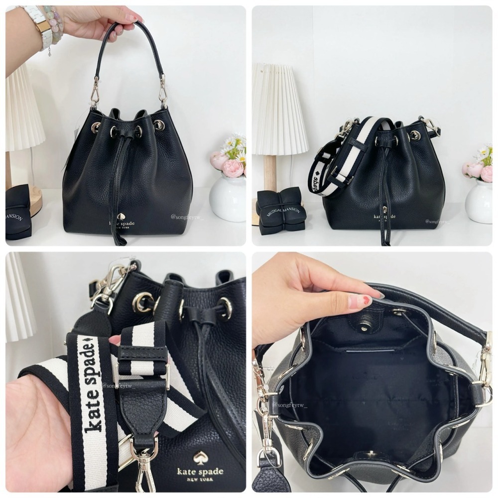 美國代購🇺🇸台灣現貨 Kate spade｜KS 寬背帶 抽繩水桶包-細節圖7