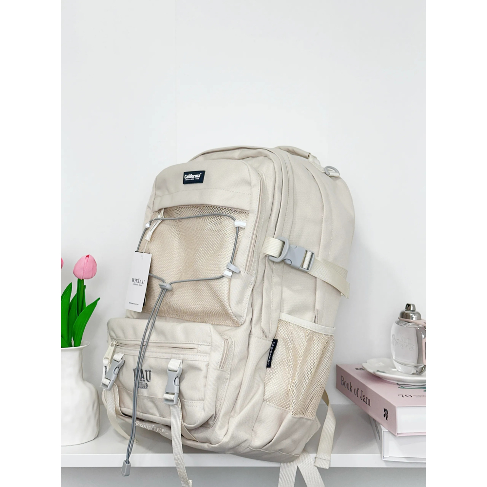 美國代購🇺🇸台灣現貨 韓國 WHO.A.U 帆布 機能後背包-細節圖2