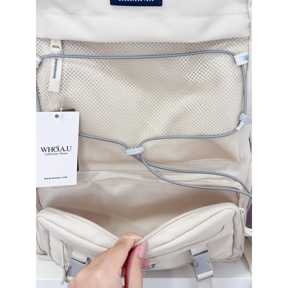 美國代購🇺🇸台灣現貨 韓國 WHO.A.U 帆布 機能後背包-細節圖6