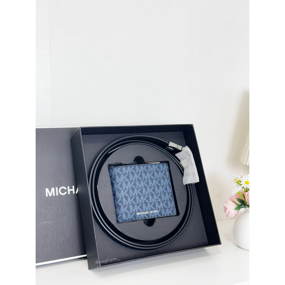 美國代購🇺🇸台灣現貨 Michael Kors｜MK 男款 皮帶 皮夾 禮盒組-細節圖2