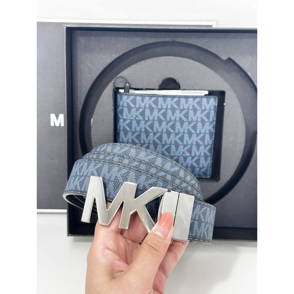 美國代購🇺🇸台灣現貨 Michael Kors｜MK 男款 皮帶 皮夾 禮盒組-細節圖5