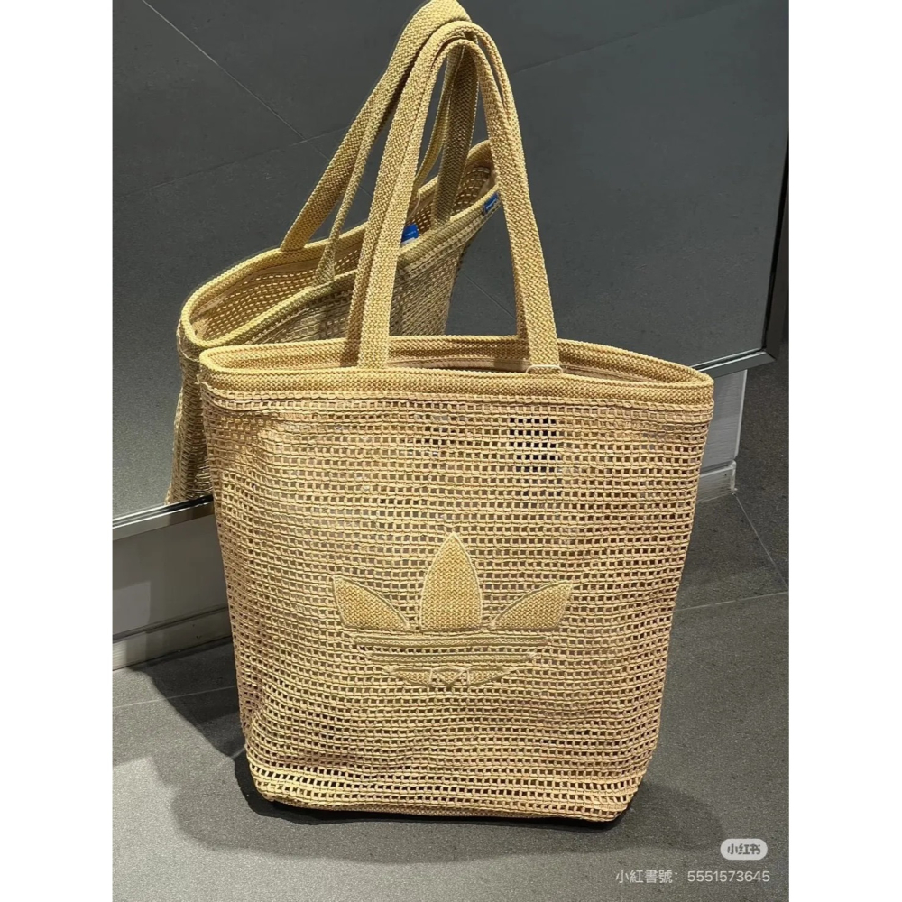 美國代購🇺🇸台灣現貨 Adidas 三葉草 草編托特-細節圖5