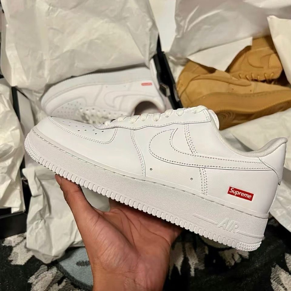 Supreme x Nike Air Force 1 聯名 白 黑 小麥 CU9225-100-001-細節圖8