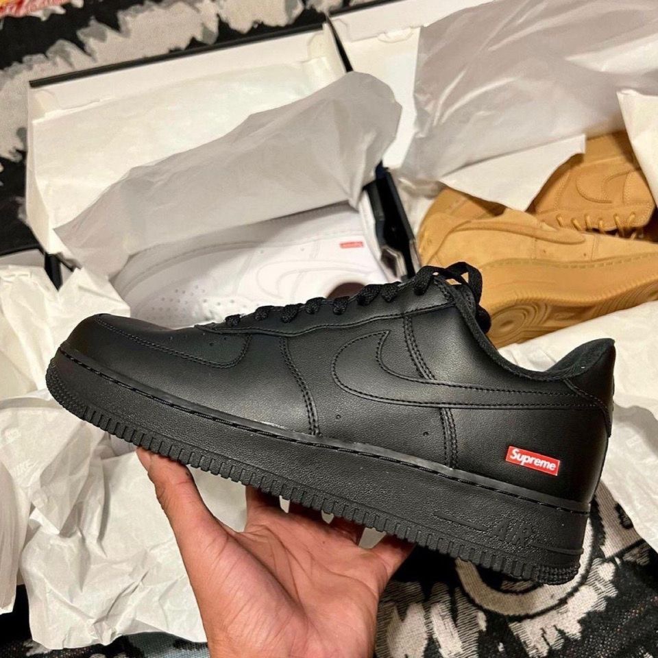 Supreme x Nike Air Force 1 聯名 白 黑 小麥 CU9225-100-001-細節圖9