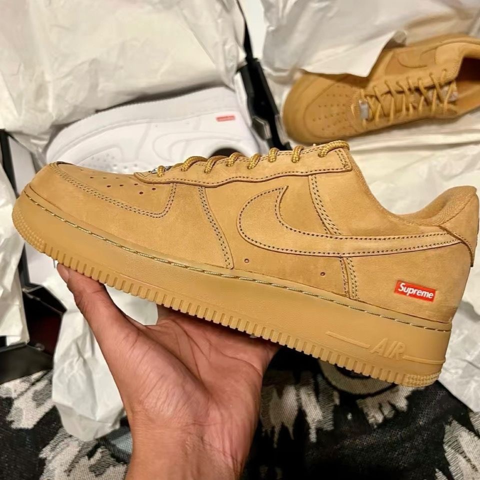 Supreme x Nike Air Force 1 聯名 白 黑 小麥 CU9225-100-001-細節圖10