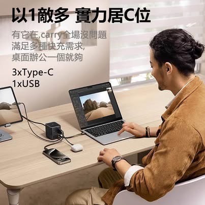 Baseus 倍思 nomos 100W GaN6 桌面四口伸縮線快充充電器-細節圖3