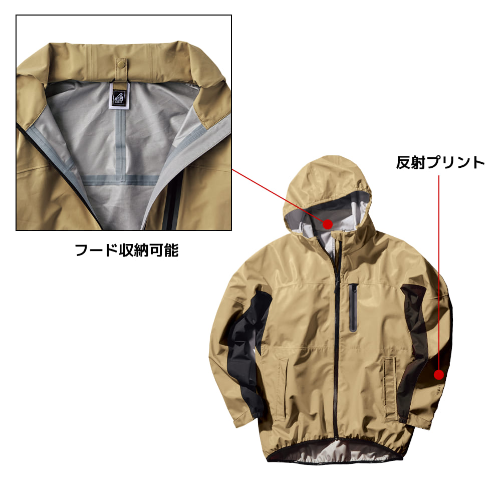 日本 WORKMAN 兩件式雨衣 可收納 雨衣 風衣-細節圖2