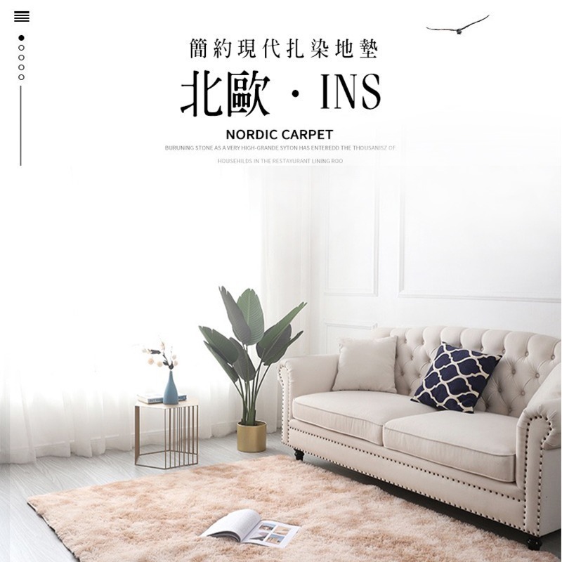 長毛地毯 紮染毛地墊 柔軟加厚 保暖 4公分絨毛地墊 北歐大地毯 防滑地毯 聖誕交換禮物-細節圖2