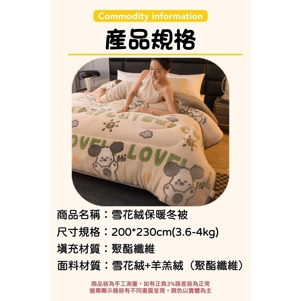 現貨+預 雪花絨羊羔絨冬被 被子 暖暖被 棉被 冬天保暖 柔軟舒適親膚 200*230cm 寒冬棉被-細節圖9
