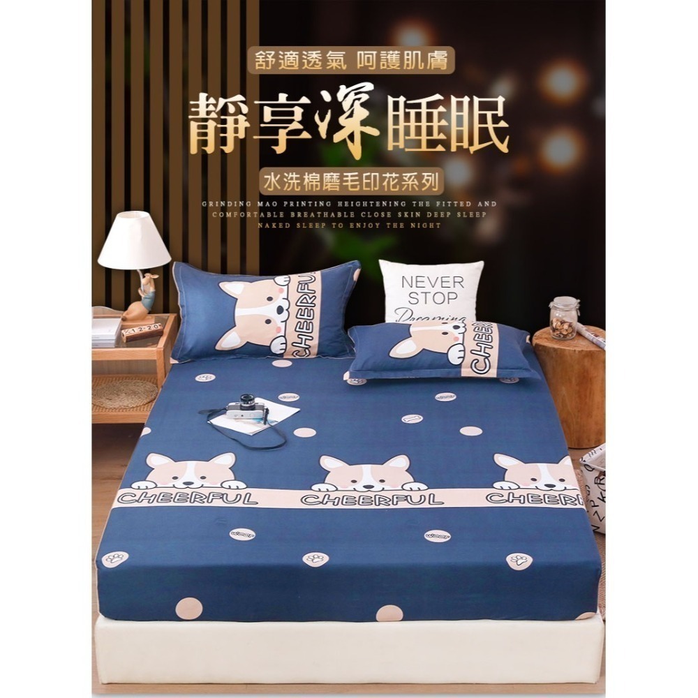 全新上架★水洗棉親膚床包套組 床包+枕套 卡通床包 雙人床包 舒適 透氣 防塵-細節圖2