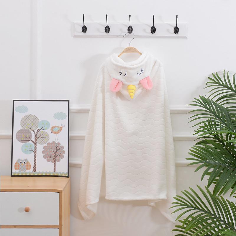 現貨 A類兒童超吸水不含螢光劑帶帽鬥篷超柔珊瑚絨洗澡浴巾-細節圖2