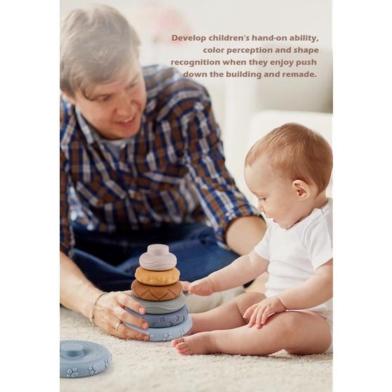 現貨 ins丹麥高品質可愛無尾熊益智浮雕軟膠圈疊疊樂玩具-細節圖2