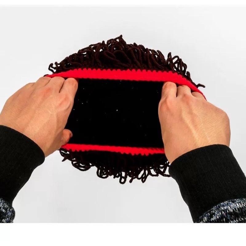 現貨 針織毛線男女寶寶假髮秋冬潮帽-細節圖4