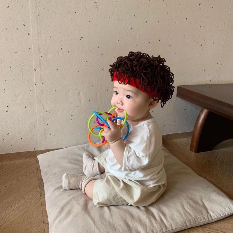 現貨 針織毛線男女寶寶假髮秋冬潮帽-細節圖5