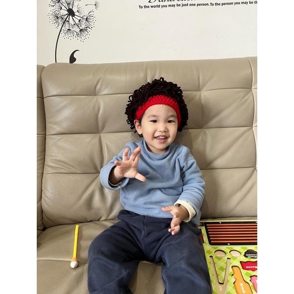 現貨 針織毛線男女寶寶假髮秋冬潮帽-細節圖6