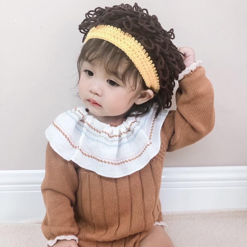 現貨 針織毛線男女寶寶假髮秋冬潮帽-細節圖7