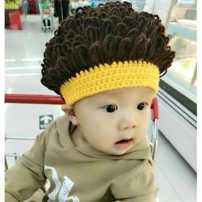 現貨 針織毛線男女寶寶假髮秋冬潮帽-細節圖8