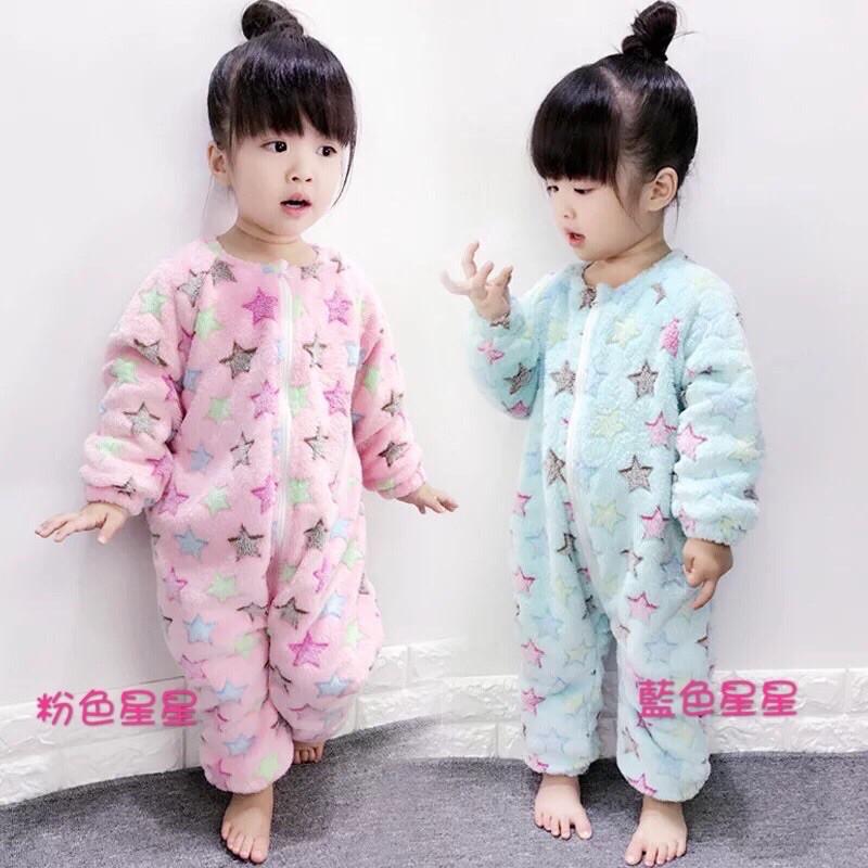 現貨 韓版連身加絨秋冬家居服防踢衣-細節圖2