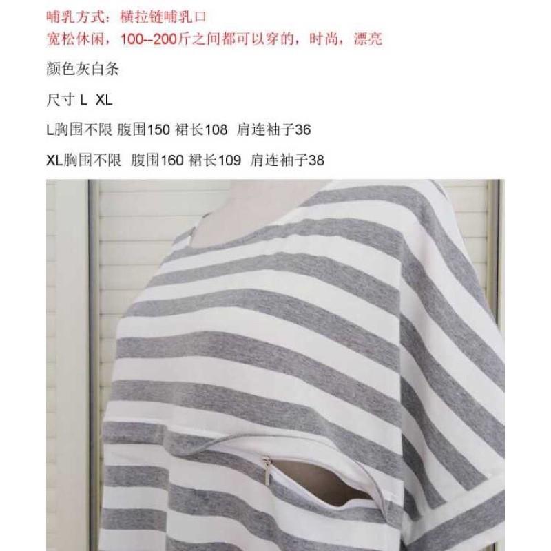 ［哺乳衣］L現貨 夏季新款歐美大碼100kg可穿寬鬆純棉哺乳裙-細節圖4
