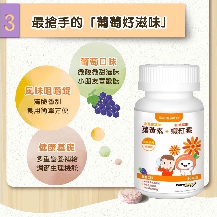 【竹楓藥局】2024最新包裝!下單2瓶再送1小(10入) 悠活原力 小悠活 兒童 葉黃素 咀嚼錠 葡萄口味(45粒)-細節圖7