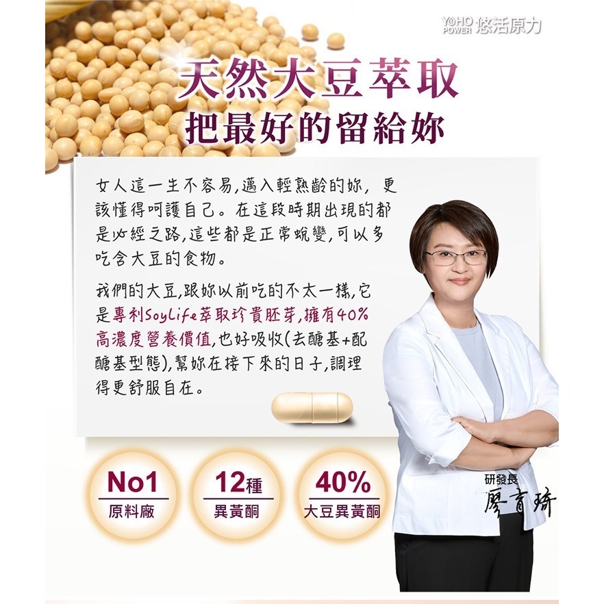 【竹楓藥局】2024最新包裝!  悠活原力 悠活大豆萃取膠囊 含大豆異黃酮 蜂王乳 穀維素 GABA（60粒）-細節圖3