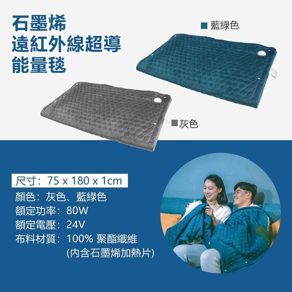 【竹楓藥局】COMESAN 石墨烯 遠紅外線超導 加熱毯 電毯 電熱毯 大尺寸180 x 75cm 避寒神器-細節圖6
