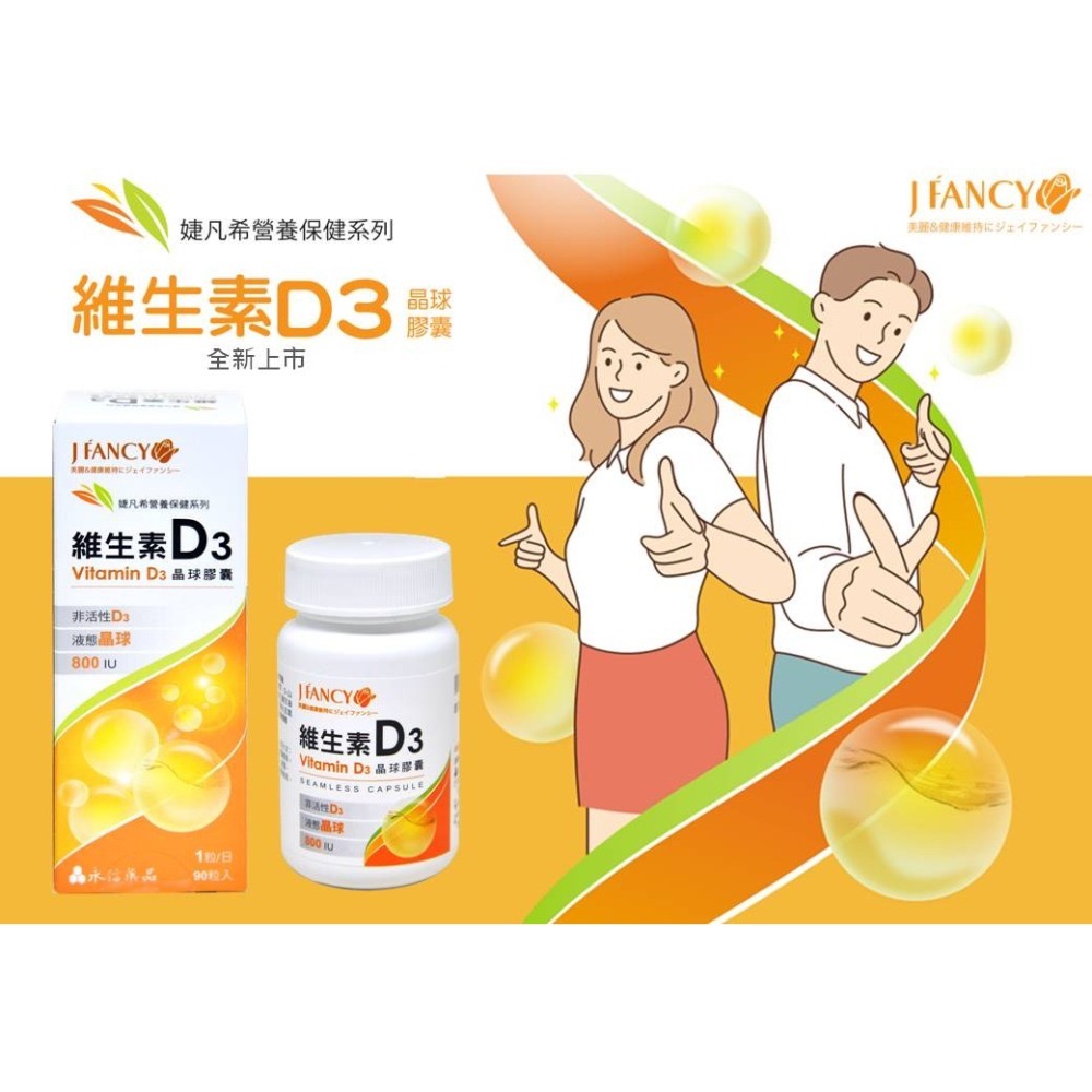 【竹楓藥局】永信 婕凡希 維生素 D3 晶球膠囊 極小顆好吞服 可含可咬破 1天1粒 800iu 90粒/盒-細節圖2
