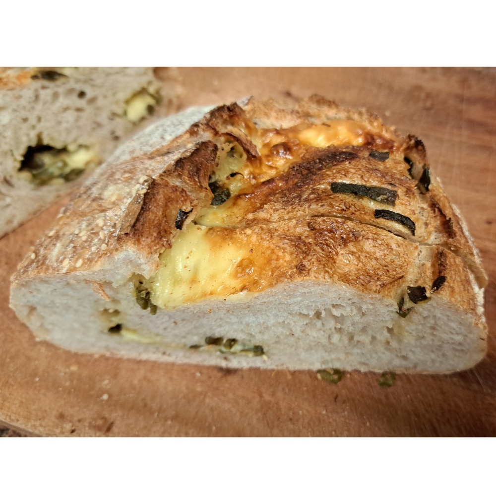 【阿段烘焙】剝皮辣椒乳酪酸種麵包  Country Sourdough （奶素）-規格圖1