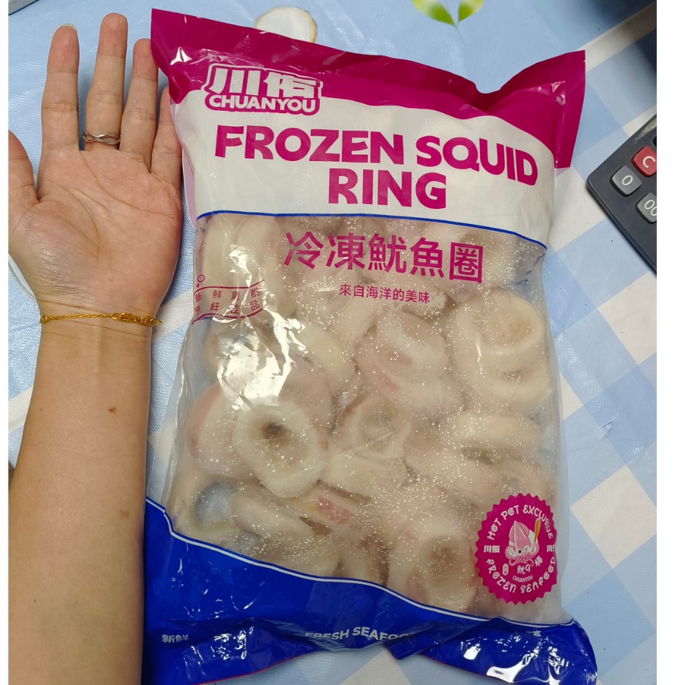 【極海鮮】帶皮魷魚圈，家庭號1公斤/包-細節圖7