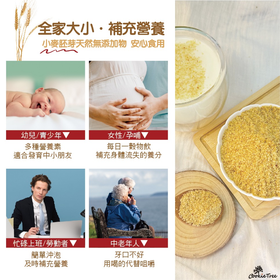 【cookietree 餅乾樹】小麥胚芽粉 小麥胚芽 純穀粉 胚芽奶茶 純天然 無添加 高蛋白質 高維生素E 沖泡飲品-細節圖5